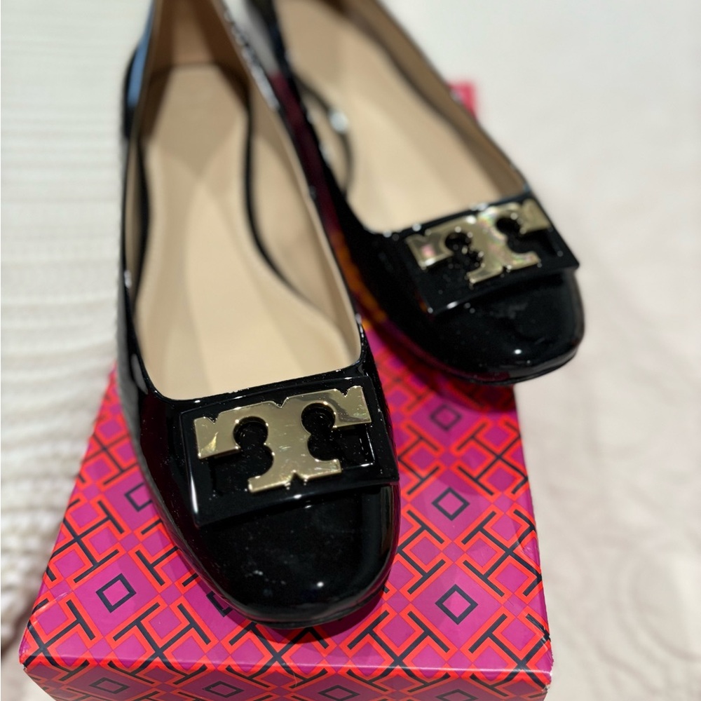 Tory Burch Gigi Black Patent Leather Flats